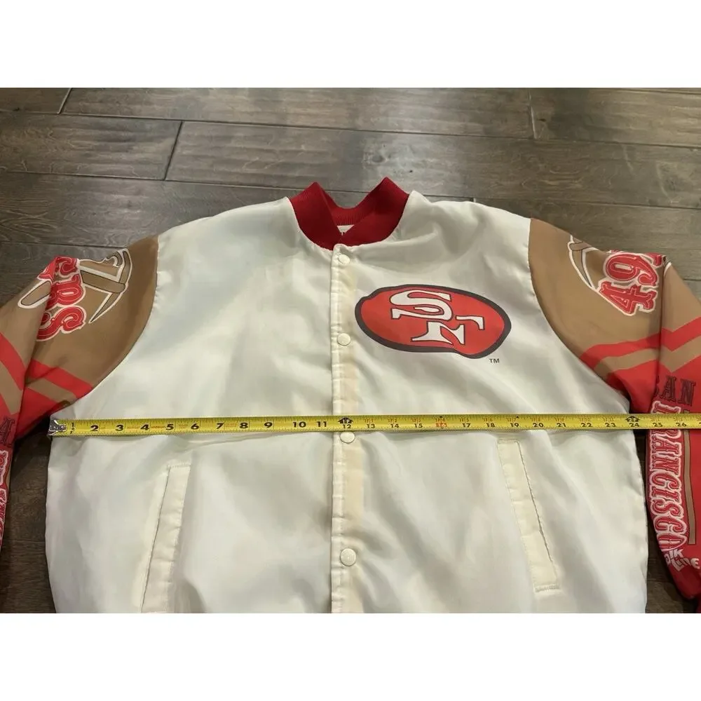 Vtg 80s Chalkline San Francisco 49ers Snap On Fanimation Football Jacket L LARGE